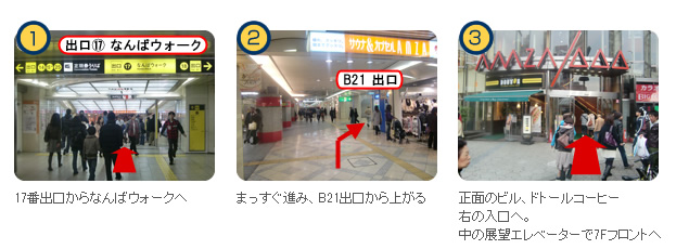 地下鉄なんば駅からのルート