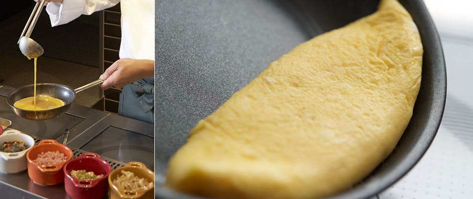 焼き立てふわふわトロトロのオムレツ